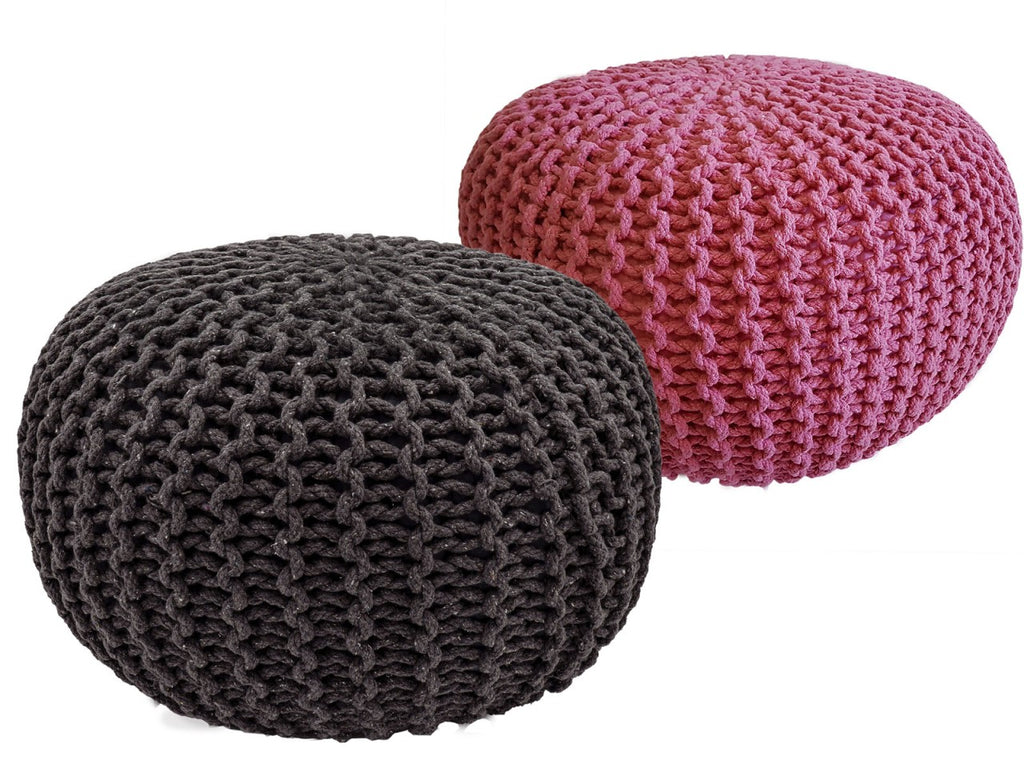 Puf/strikpuf grovstrik Ø55x37cm sæt med 2 stk.