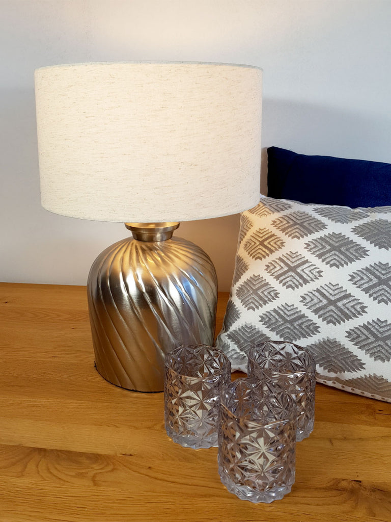 Bordlampe Natbordlampe ø 30 x H 52 cm guld/sølv