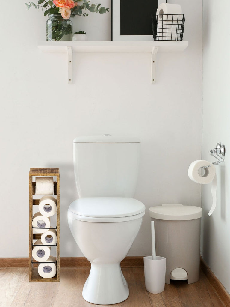 Toiletrulleholder i mangotræ 17x17 H65cm - Nordic Unique