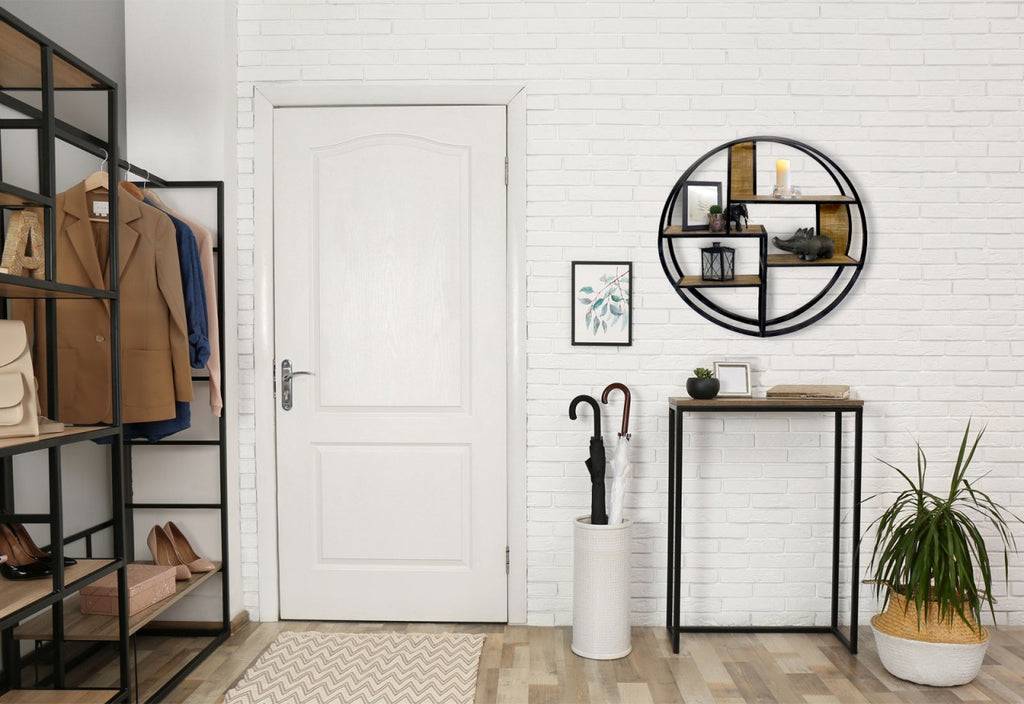 Væghængt reol/hylde 80x80x20cm i metal og træ - Nordic Unique