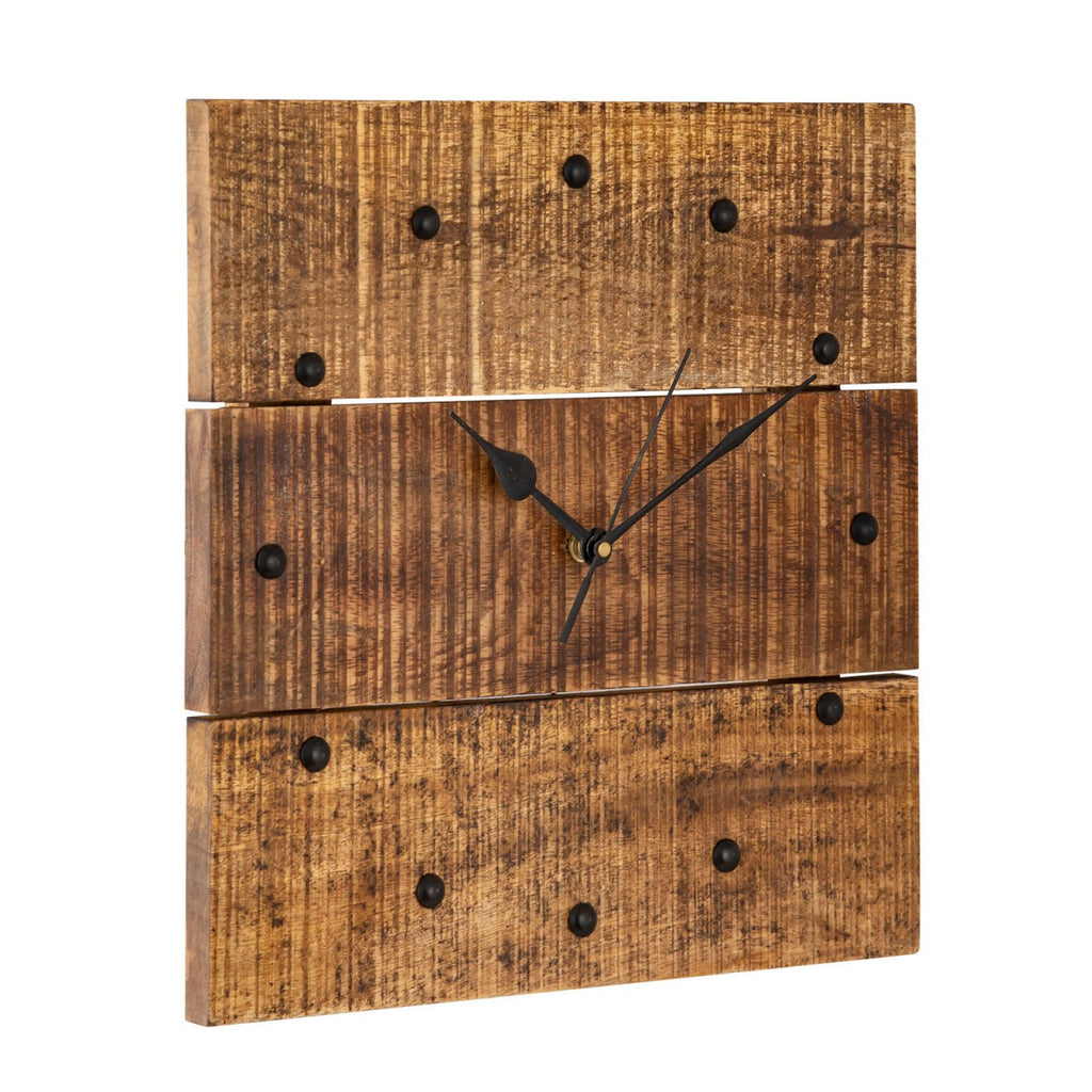 Vægur Træ 30x30cm af massivt mangotræ