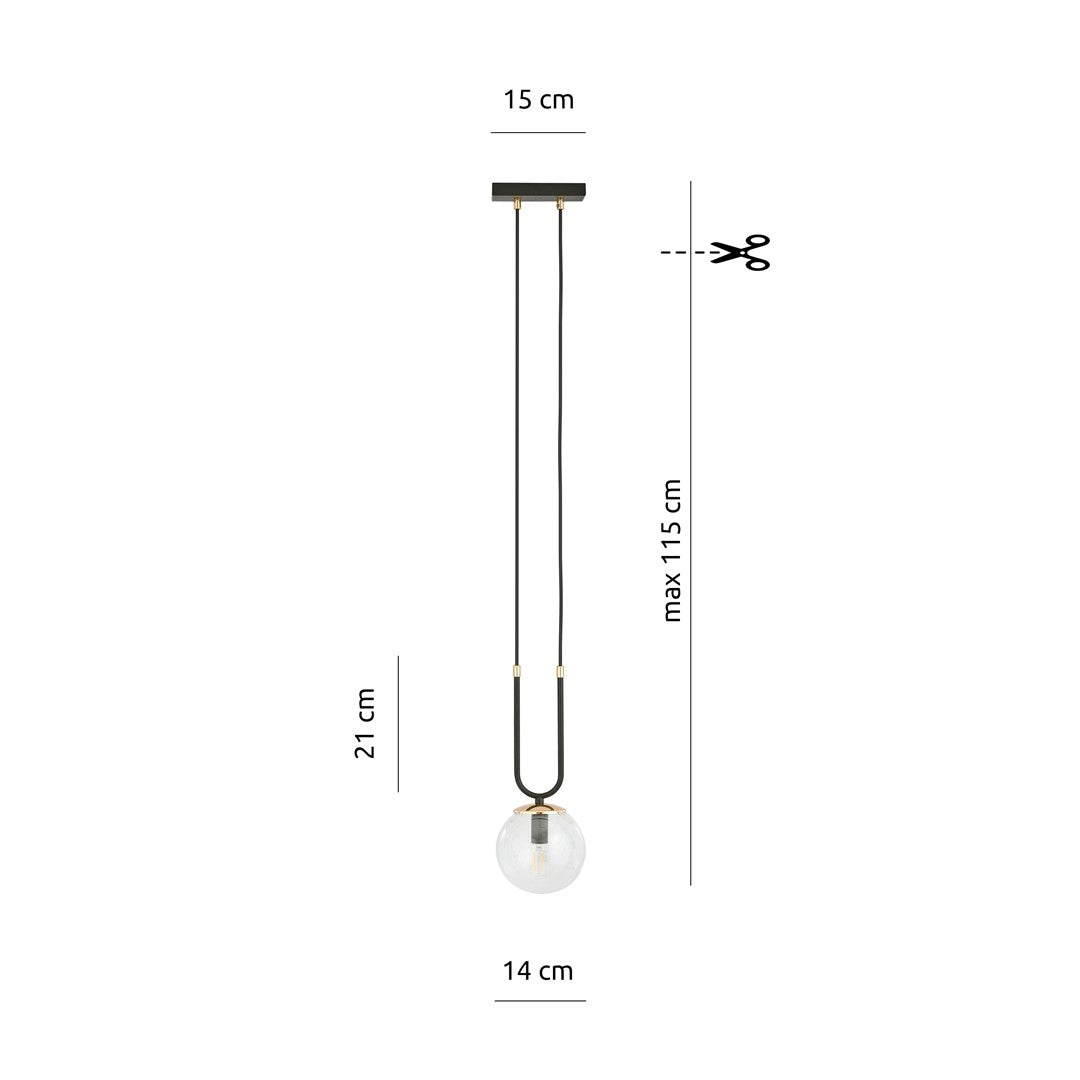 Loftlampe GLAM 1 Gennemsigtig - Sort / Guld - Nordic Unique