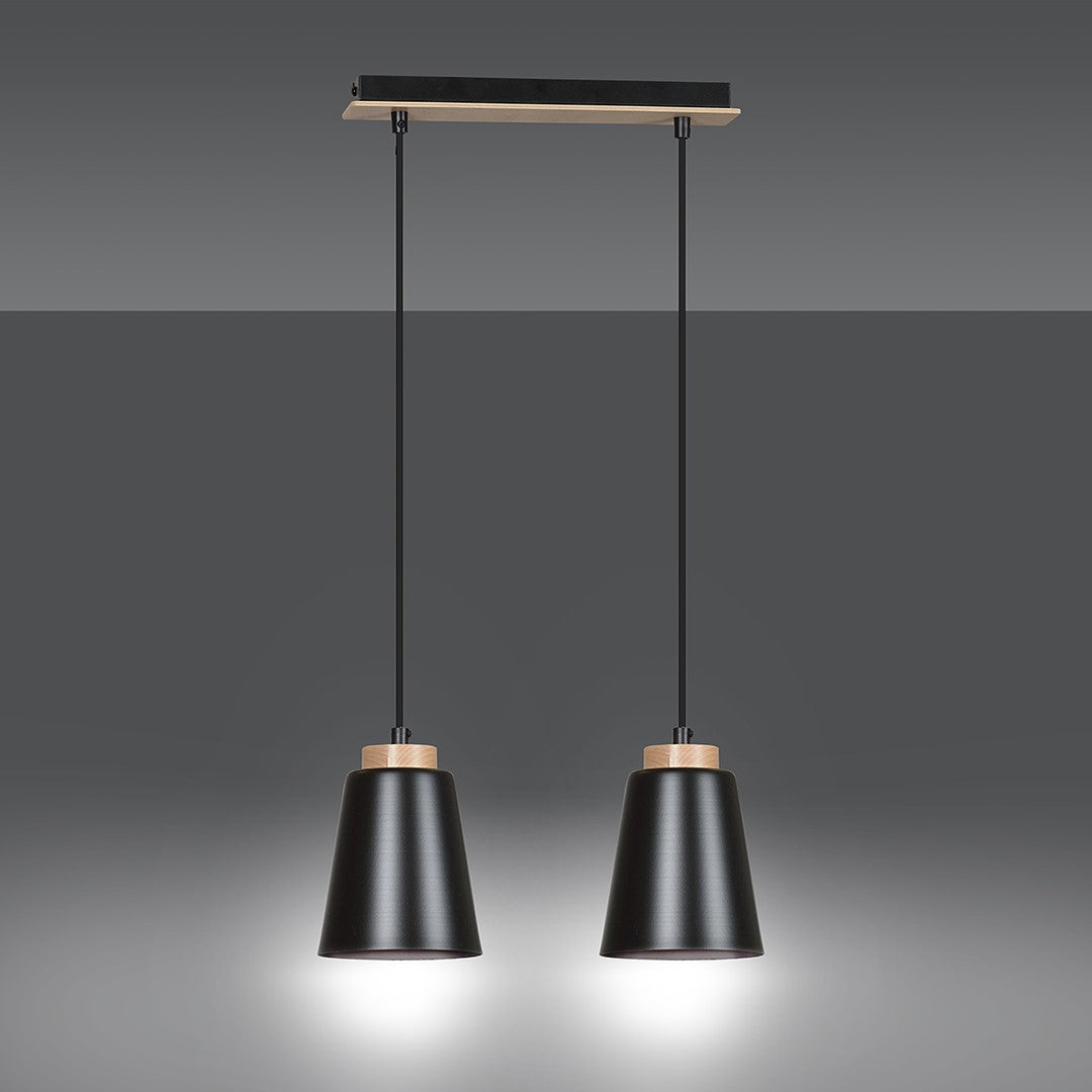 Loftlampe BOLERO 2 - Sort / Træ - Nordic Unique