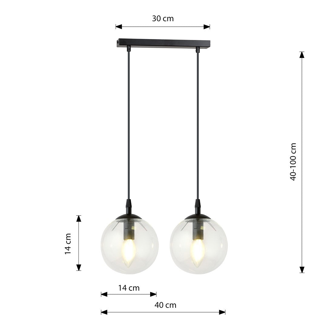 Loftlampe COSMO 2 Gennemsigtig - Sort - Nordic Unique
