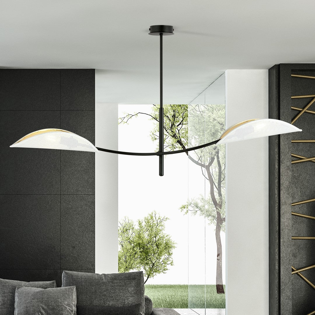 Loftlampe LOTUS 2 - Sort / Hvid / Guld - Nordic Unique