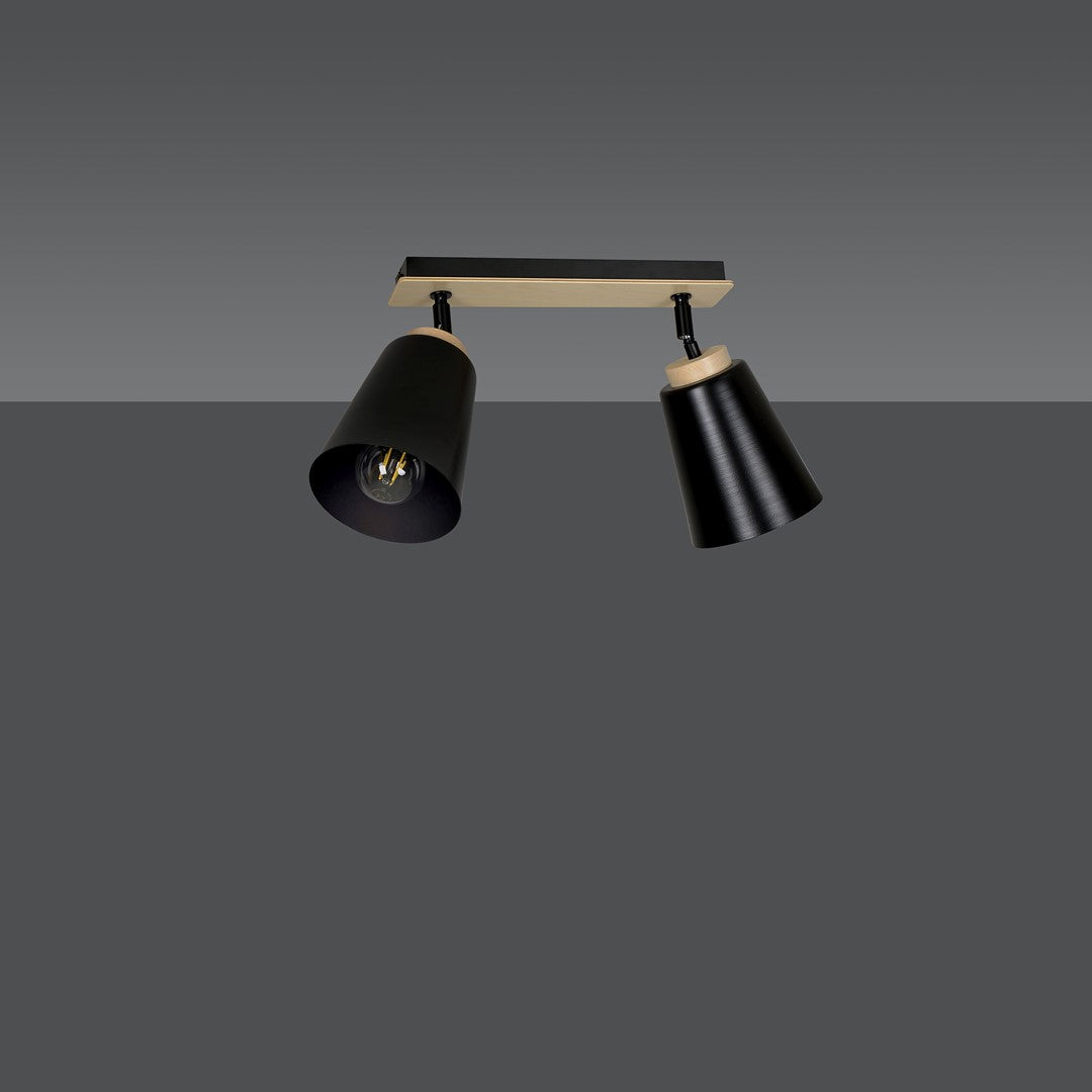 Loftlampe ATLAS 2 - Sort / Træ - Nordic Unique