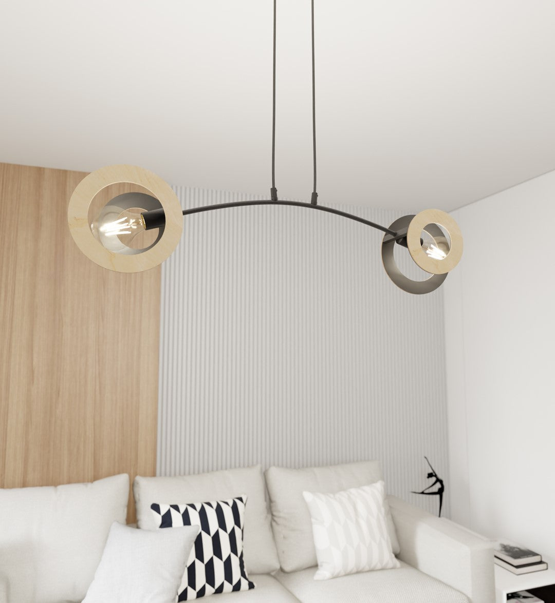 Loftlampe SKIVA 2 - Sort / Træ - Nordic Unique