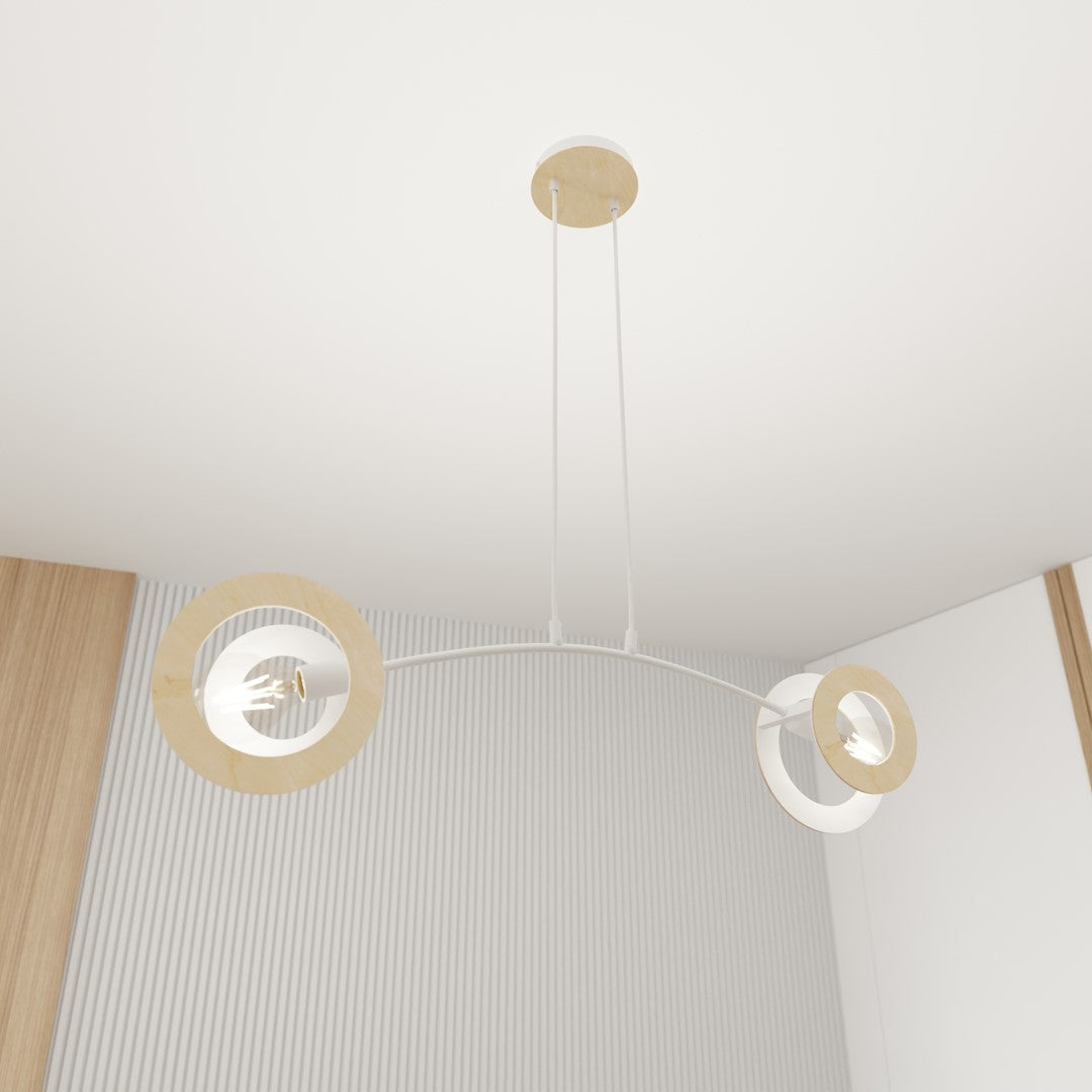 Loftlampe SKIVA 2 - Hvid / Træ - Nordic Unique