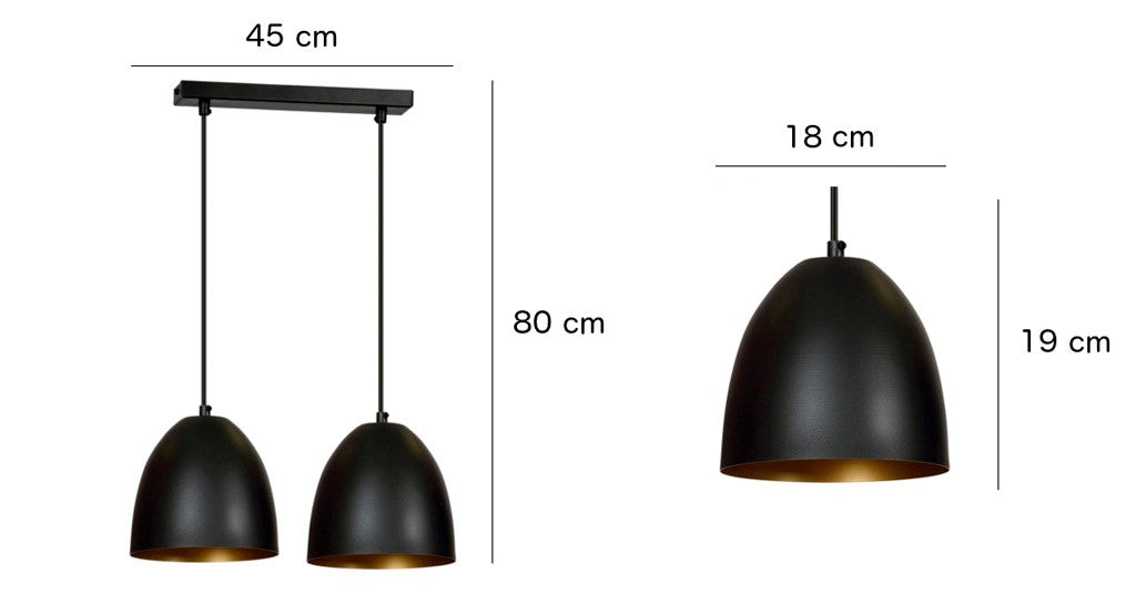 Loftlampe LENOX 2 - Sort / Guld - Nordic Unique