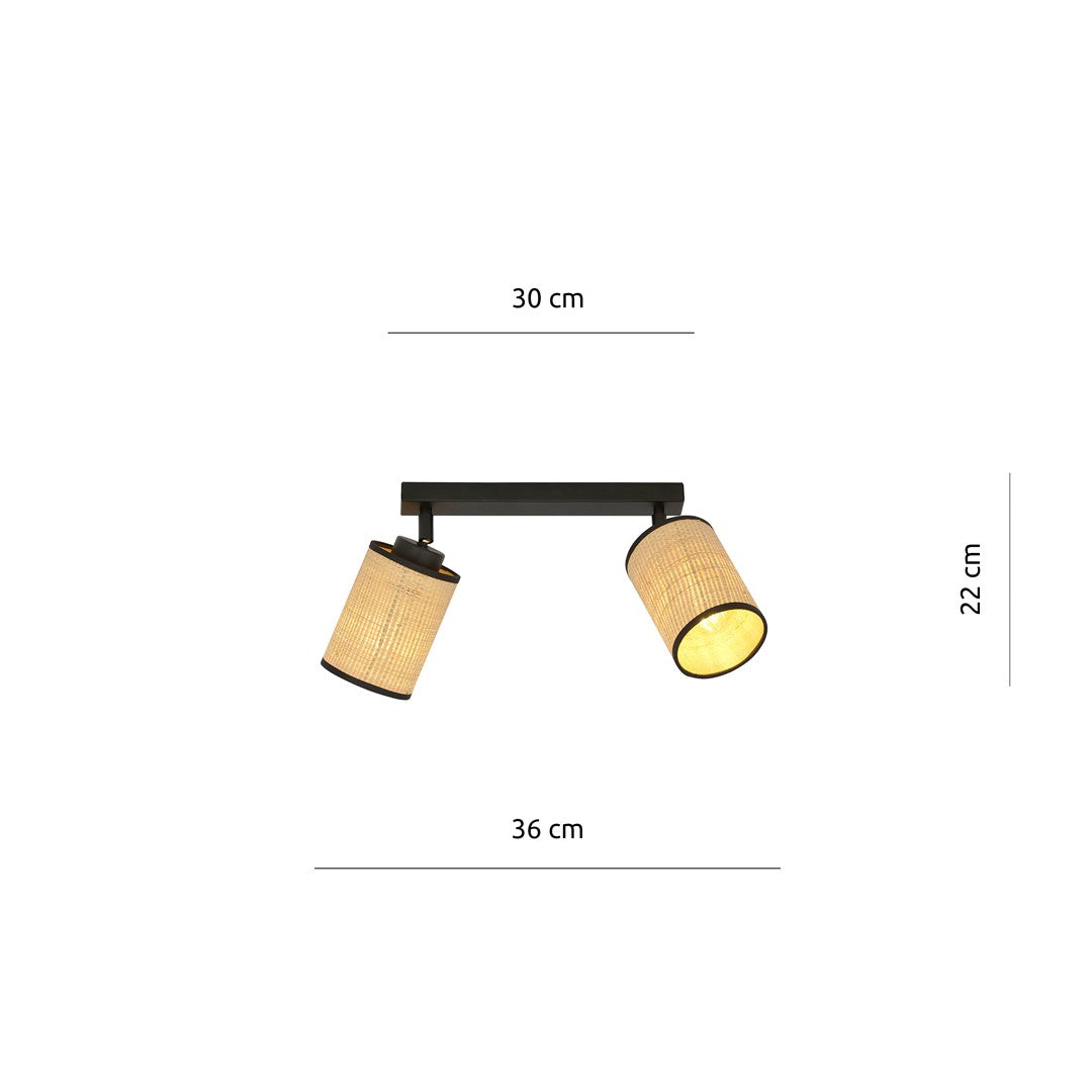 Loftlampe YOGA 2 - Sort / Rattan - Nordic Unique