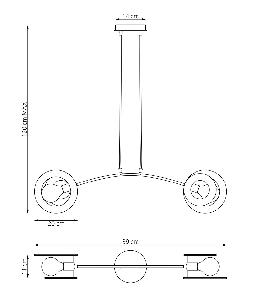 Loftlampe SKIVA 2 - Hvid / Træ - Nordic Unique