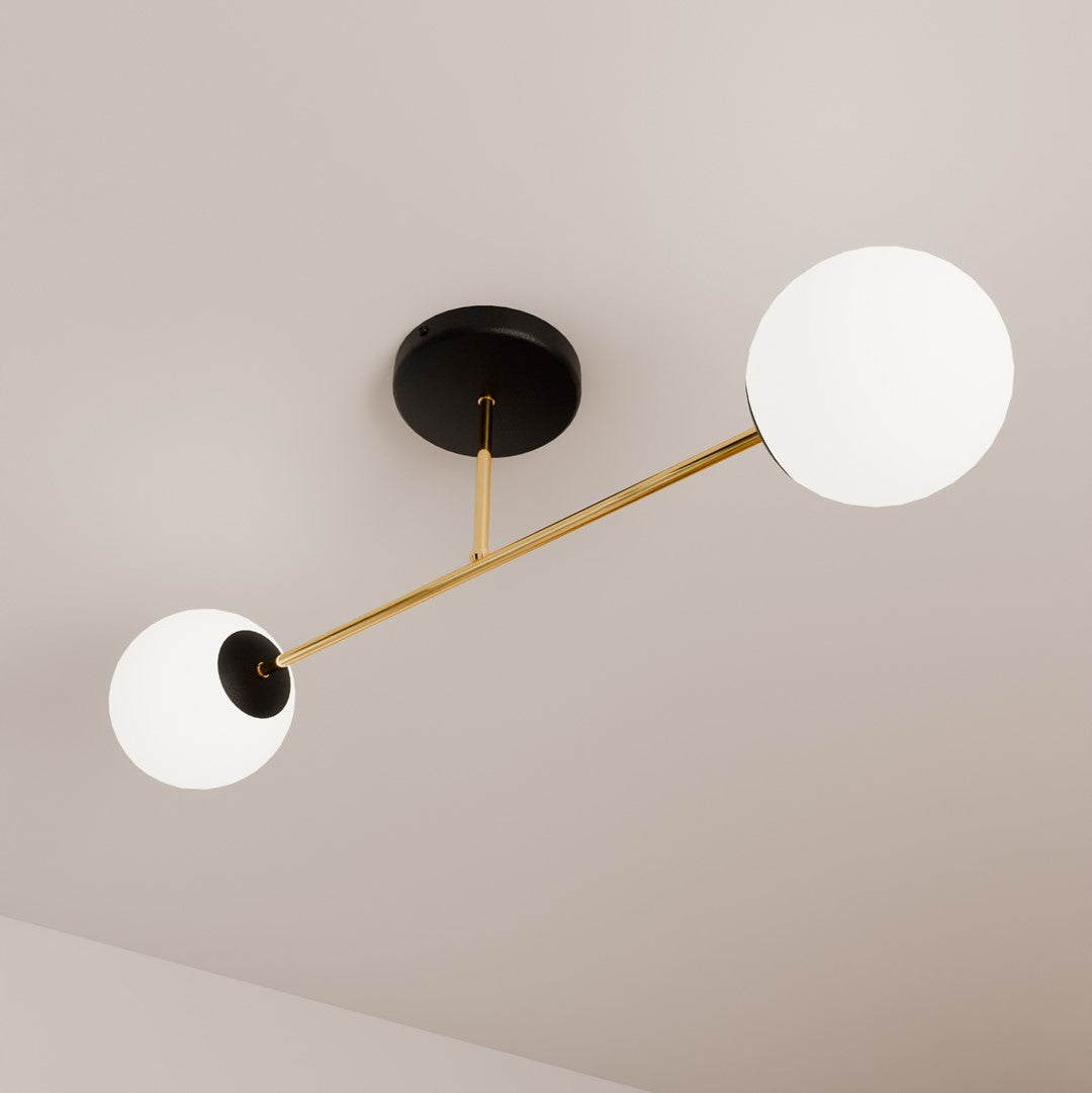 Loftlampe MAGNUM 2 - Sort / Guld / Hvid - Nordic Unique