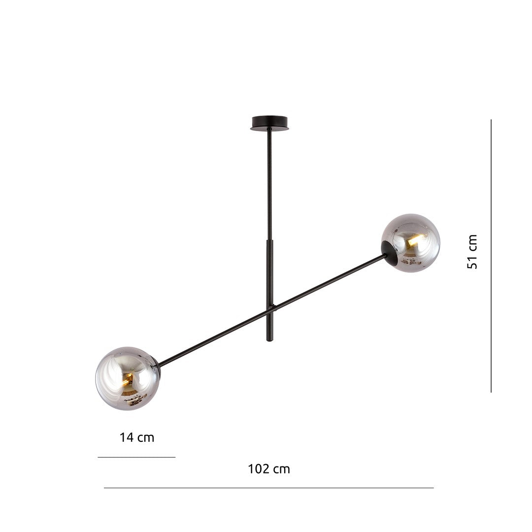 Loftlampe LINEAR 2 - Sort / Grafit - Nordic Unique
