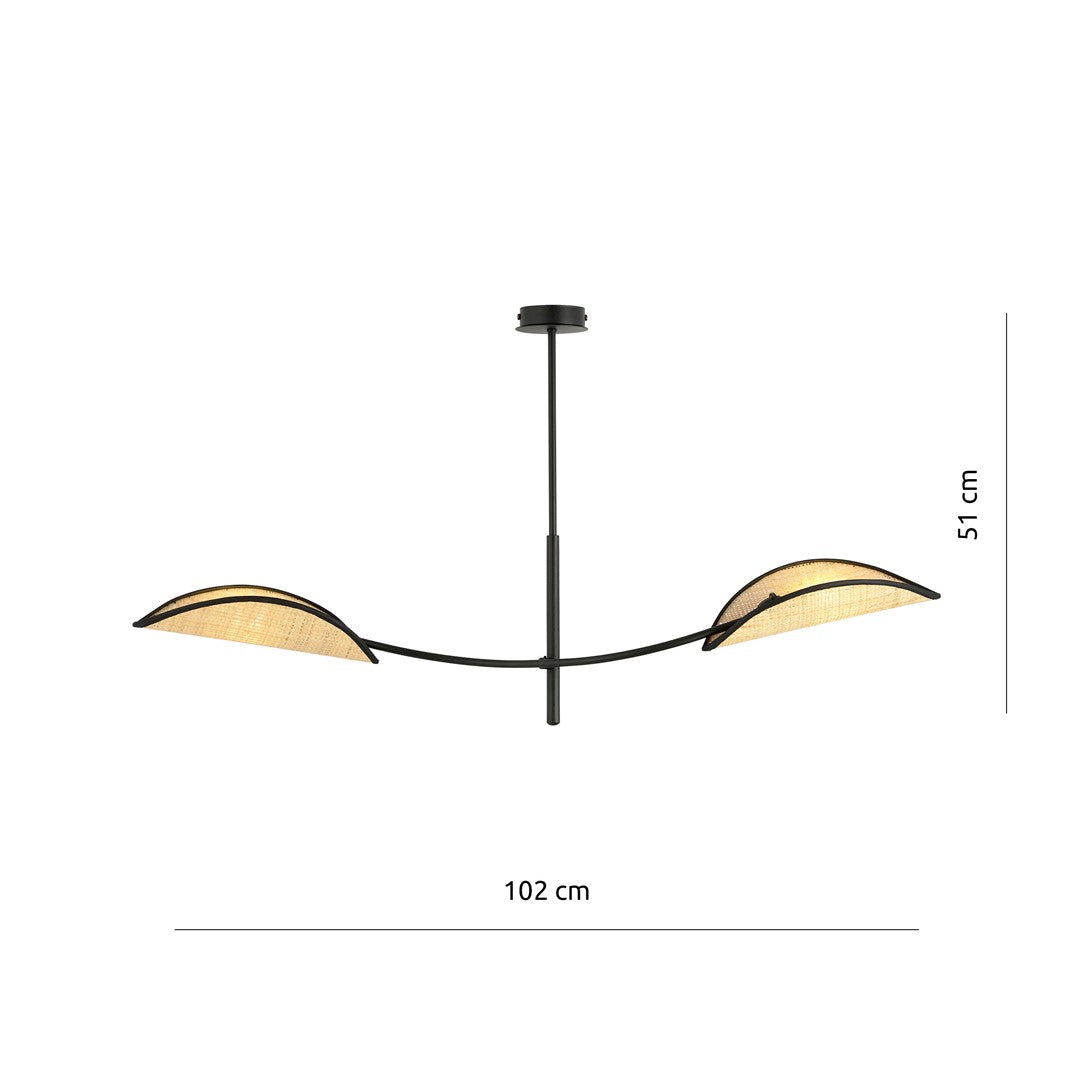 Loftlampe LOTUS 2 - Sort / Rattan - Nordic Unique