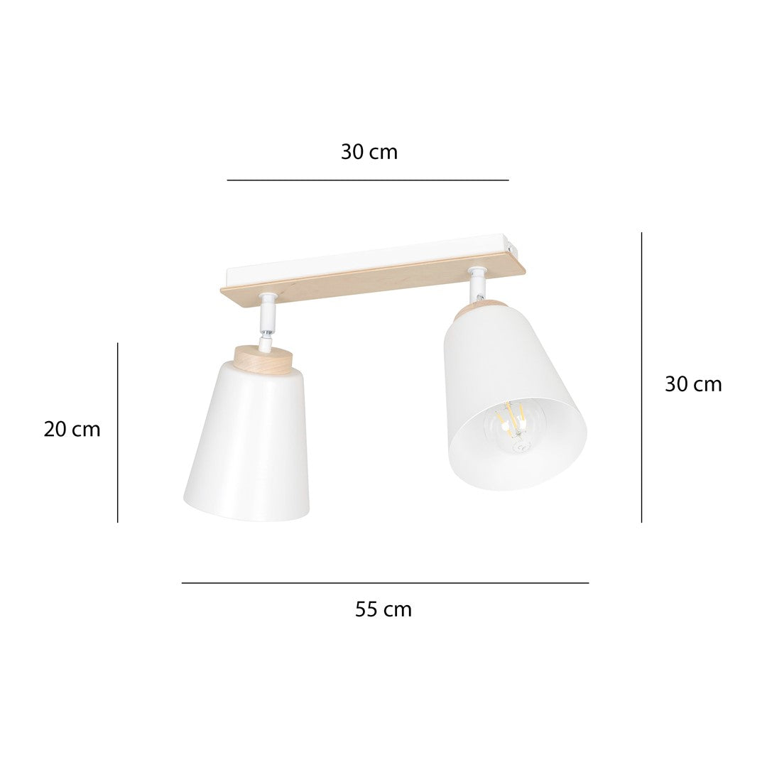 Loftlampe ATLAS 2 - Hvid / Træ - Nordic Unique