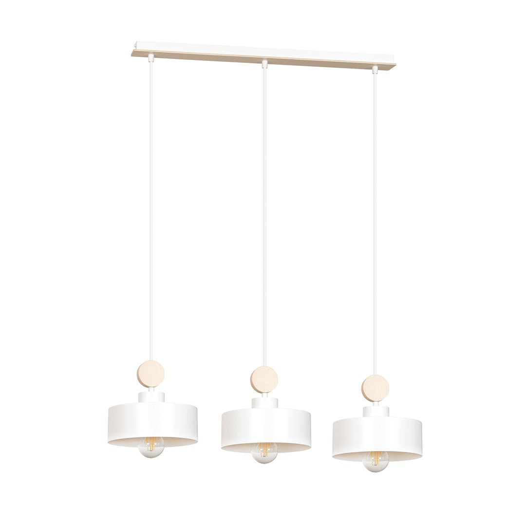 Loftlampe TUNISO 3 - Hvid / Træ - Nordic Unique