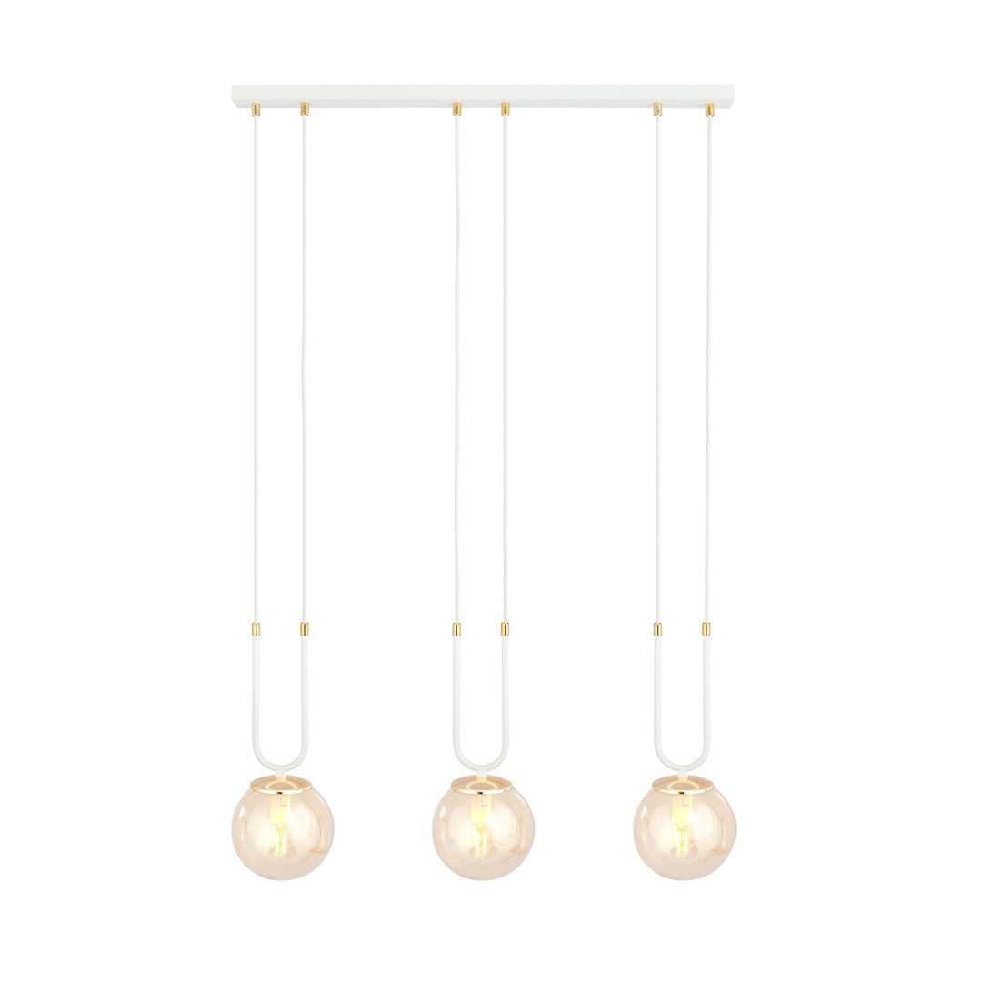 Loftlampe GLAM 3 - Hvid / Guld / Rav - Nordic Unique