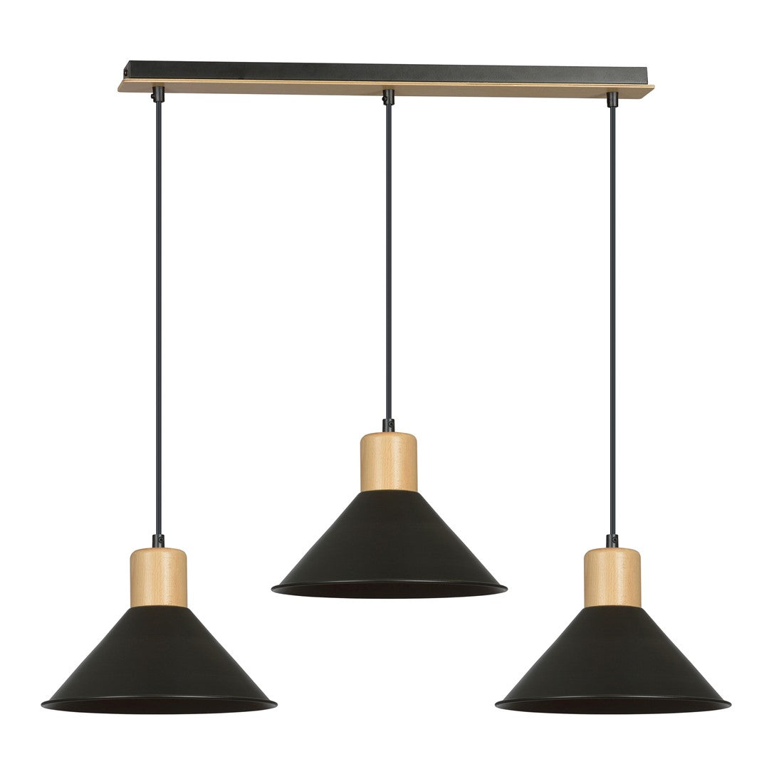 Loftlampe ROWEN 3 - Sort / Træ - Nordic Unique