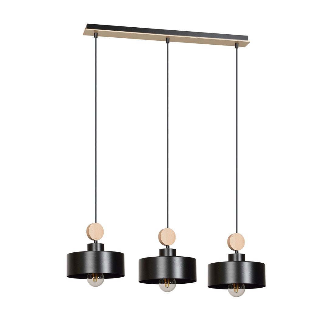 Loftlampe TUNISO 3 - Sort / Træ - Nordic Unique