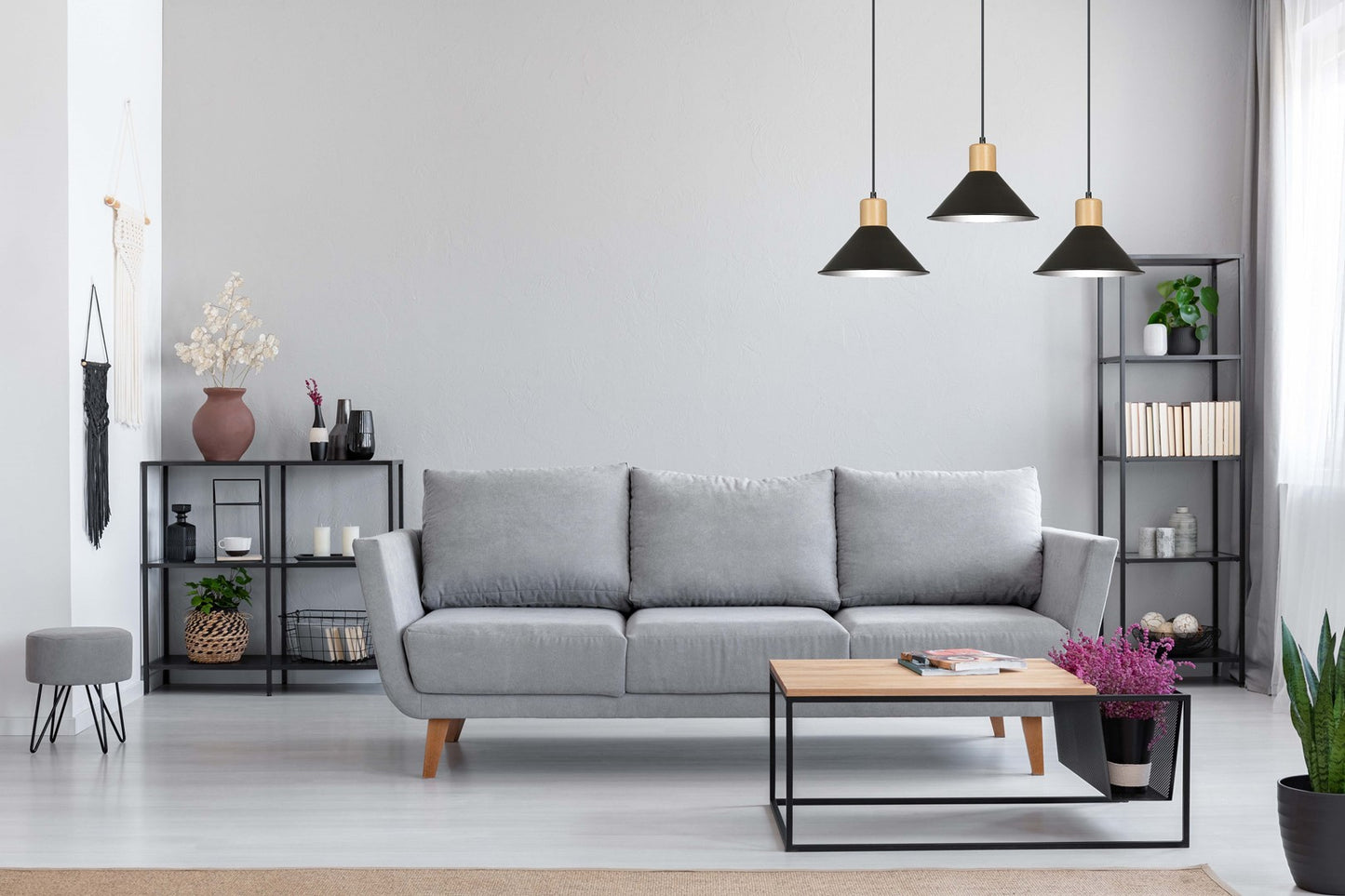 Loftlampe ROWEN 3 - Sort / Træ - Nordic Unique