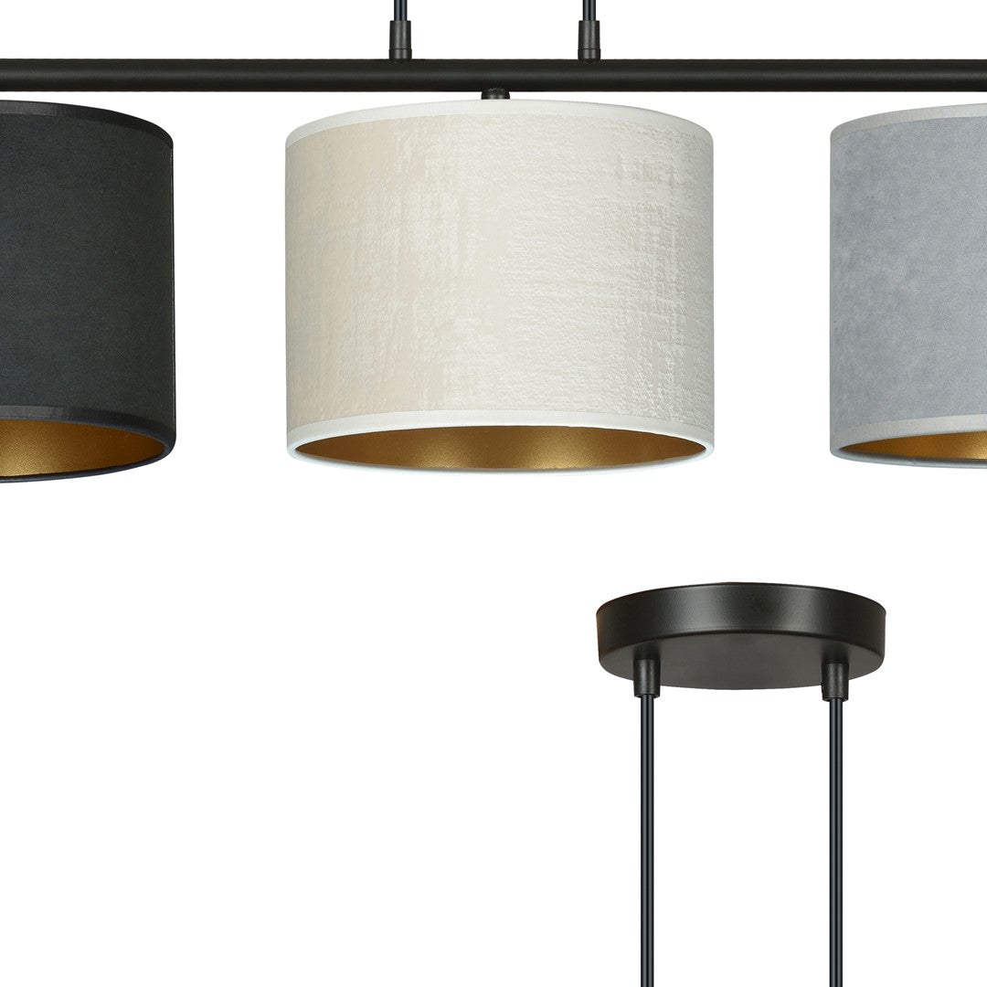 Loftlampe HILDE 3 - Sort / Hvid / Grå / Guld - Nordic Unique