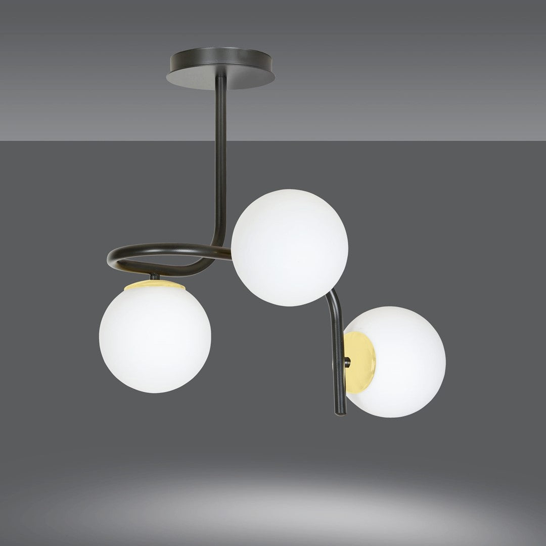 Loftlampe RAGNAR 3 - Sort / Hvid / Guld - Nordic Unique