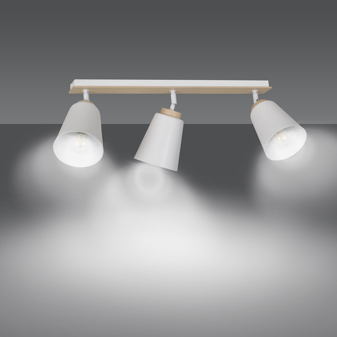 Loftlampe ATLAS 3 - Hvid / Træ - Nordic Unique