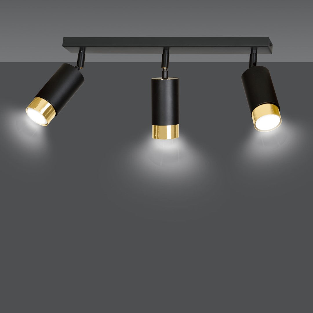 Loftlampe HIRO 3 - Sort / Guld - Nordic Unique