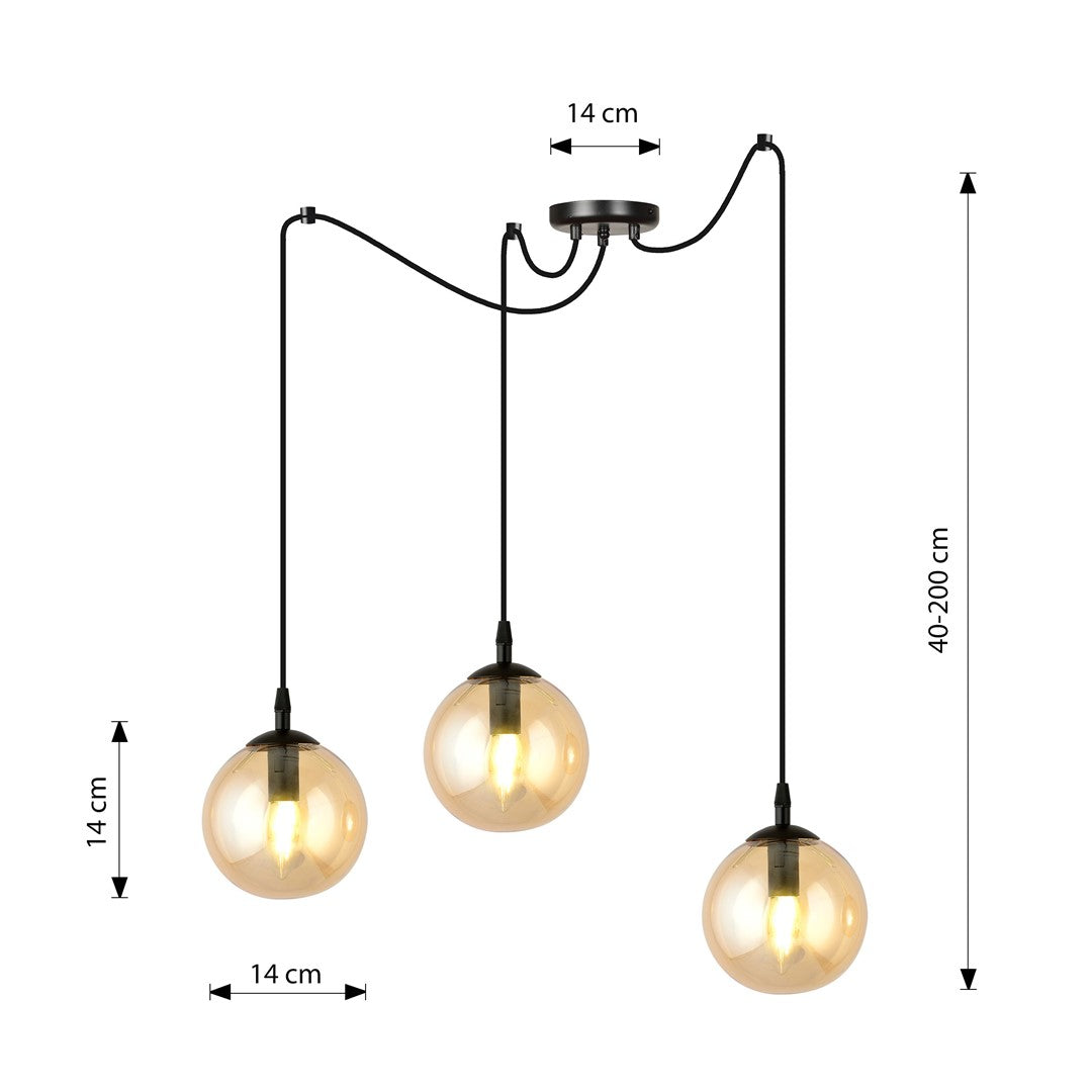 Loftlampe GIGI 3 - Sort / Rav - Nordic Unique