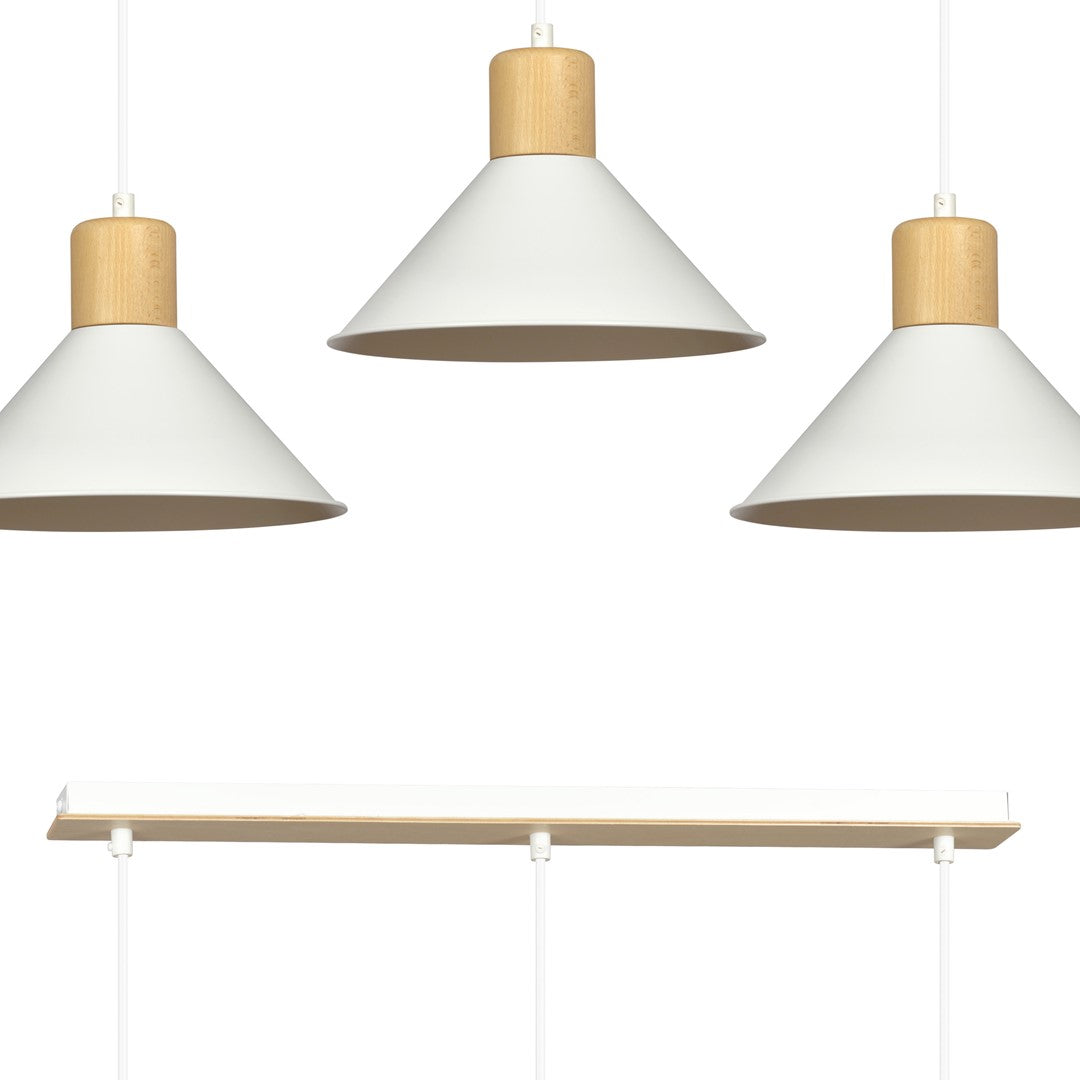 Loftlampe ROWEN 3 - Hvid / Træ - Nordic Unique