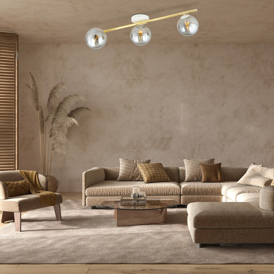 Loftlampe SPLENDI 3 - Hvid / Grafit / Guld - Nordic Unique