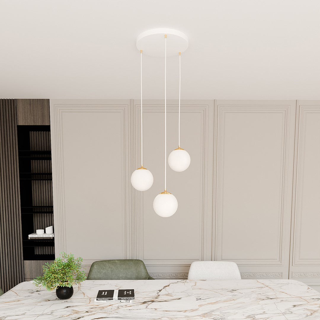 Loftlampe ROYAL 3 - Hvid / Guld - Nordic Unique