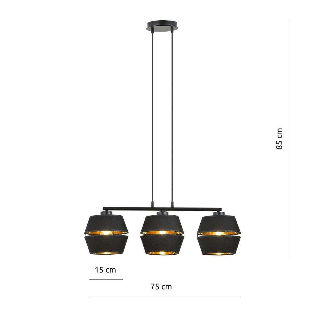 Loftlampe PIANO 3 - Sort / Guld - Nordic Unique