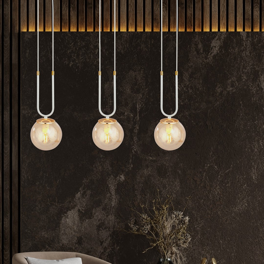 Loftlampe GLAM 3 - Hvid / Guld / Rav - Nordic Unique