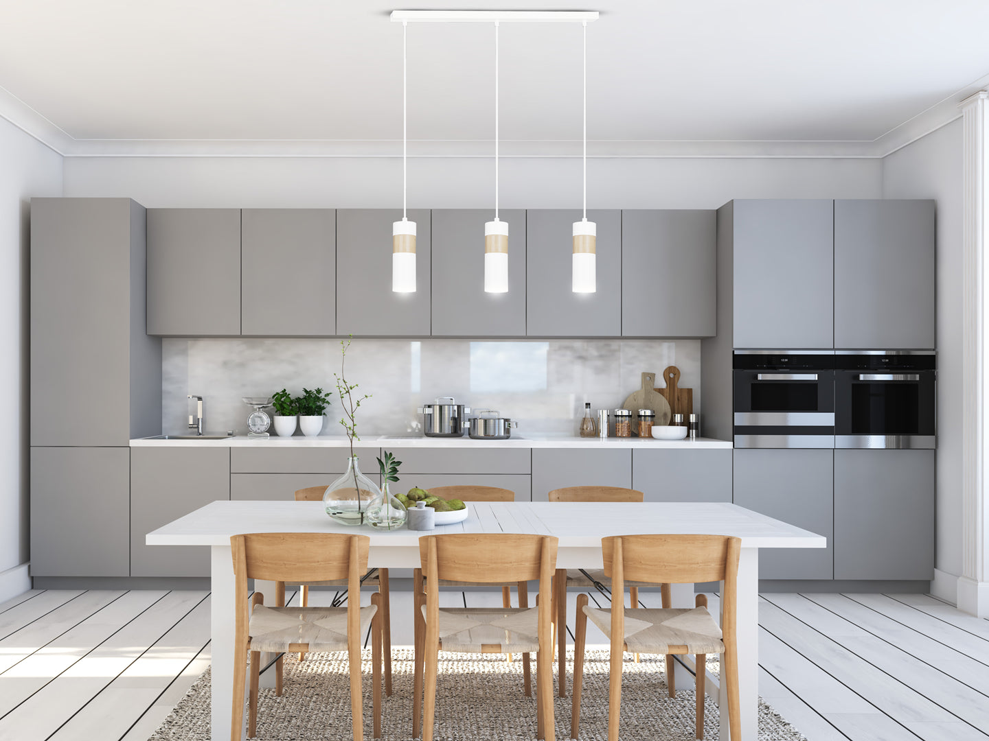 Loftlampe AKARI 3 - Hvid / Træ - Nordic Unique