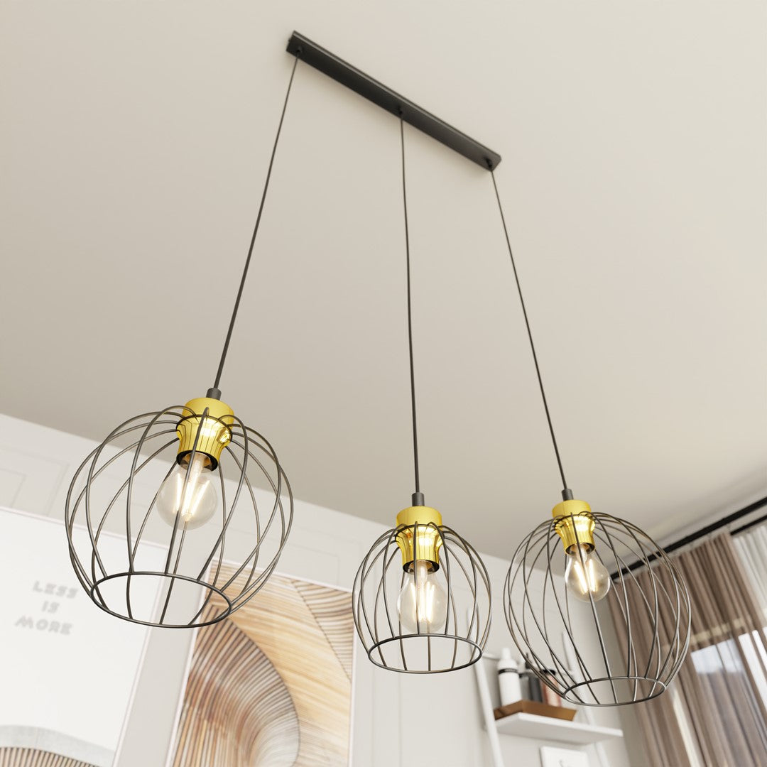 Loftlampe NANDO 3 - Sort / Guld - Nordic Unique