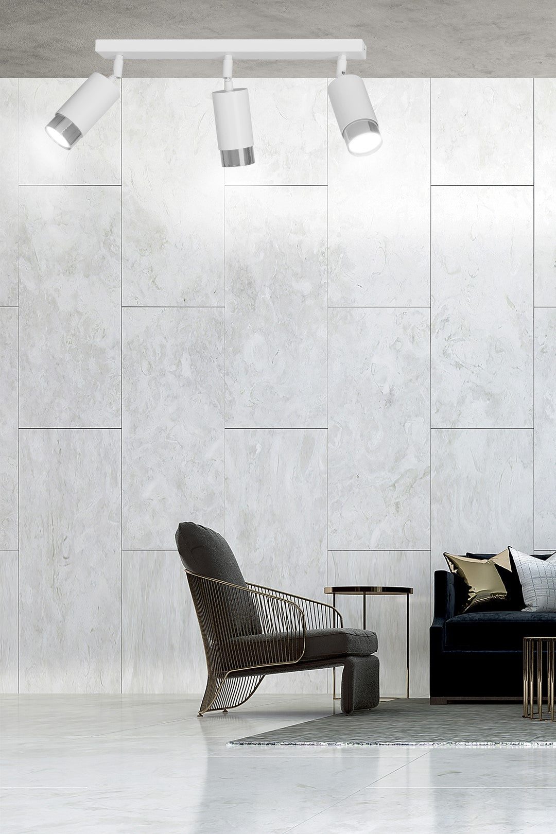 Loftlampe HIRO 3 - Hvid / Krom - Nordic Unique