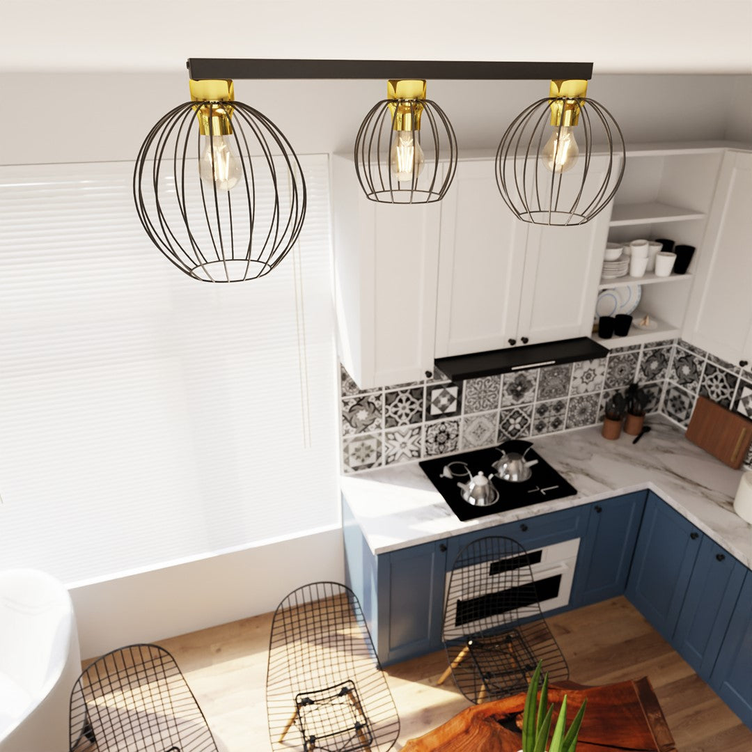 Loftlampe REDE 3 - Sort / Guld - Nordic Unique