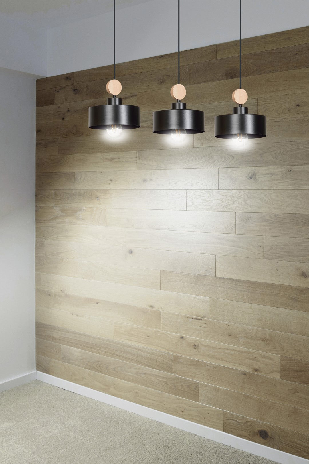 Loftlampe TUNISO 3 - Sort / Træ - Nordic Unique