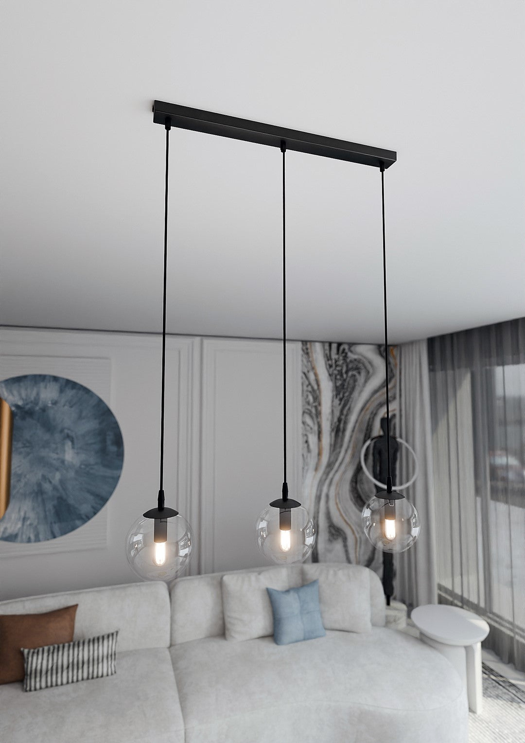 Loftlampe COSMO 3 Gennemsigtig - Sort - Nordic Unique