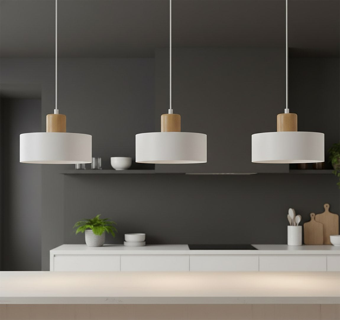 Loftlampe TORIN 3 - Hvid / Træ - Nordic Unique