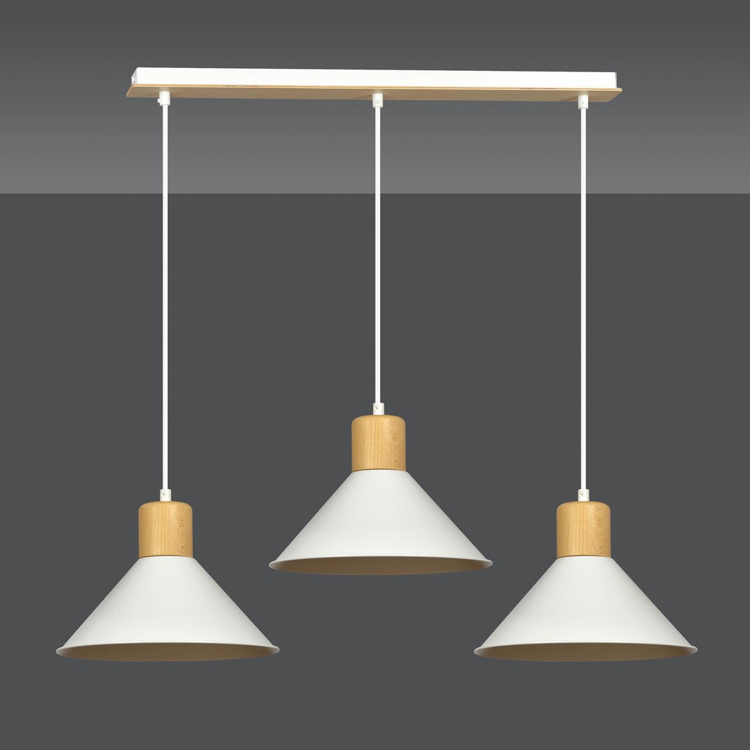 Loftlampe ROWEN 3 - Hvid / Træ - Nordic Unique