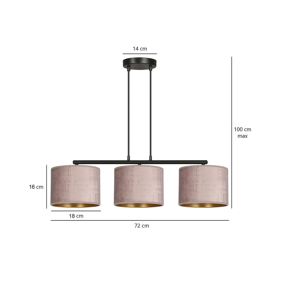 Loftlampe HILDE 3 - Sort / Guld / Rose - Nordic Unique