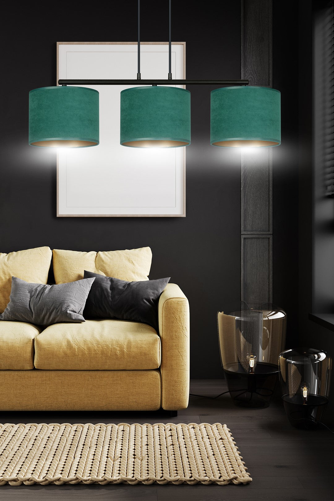 Loftlampe HILDE 3 - Grøn / Guld / Sort - Nordic Unique