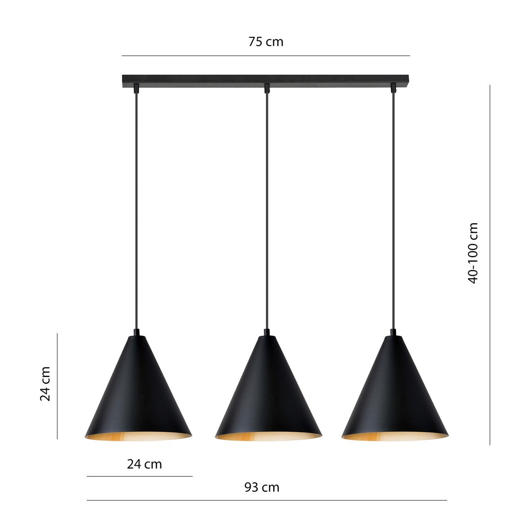 Loftlampe REBEL 3 - Sort / Guld - Nordic Unique