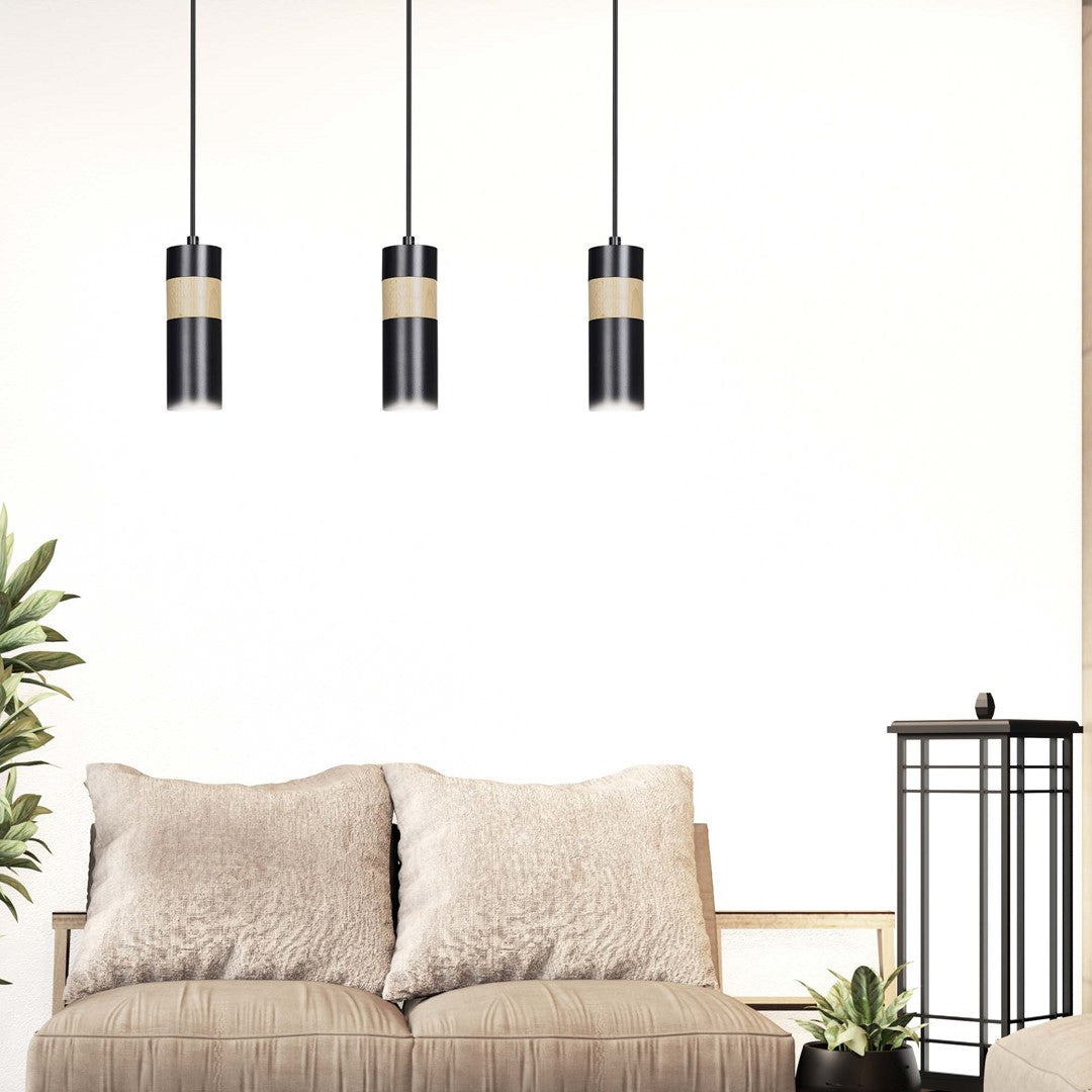 Loftlampe AKARI 3 - Sort / Træ - Nordic Unique