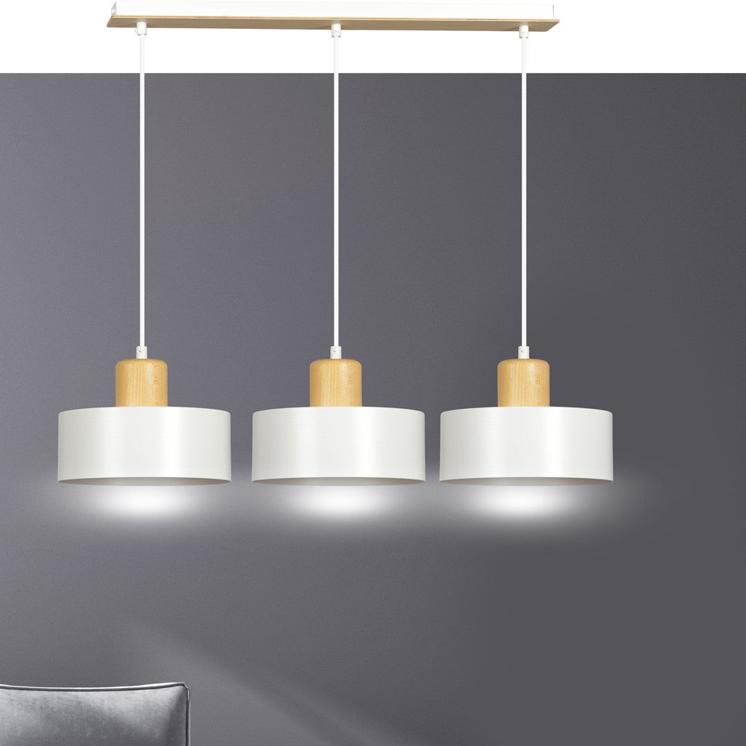 Loftlampe TORIN 3 - Hvid / Træ - Nordic Unique