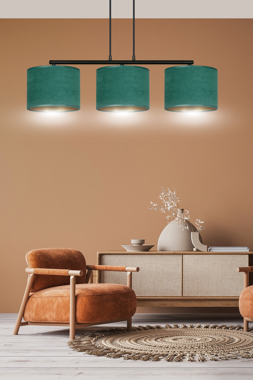 Loftlampe HILDE 3 - Grøn / Guld / Sort - Nordic Unique