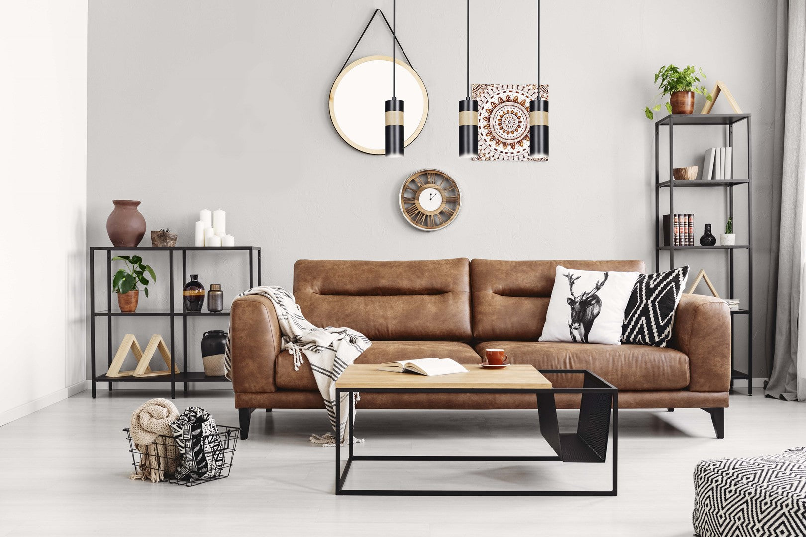 Loftlampe AKARI 3 - Sort / Træ - Nordic Unique