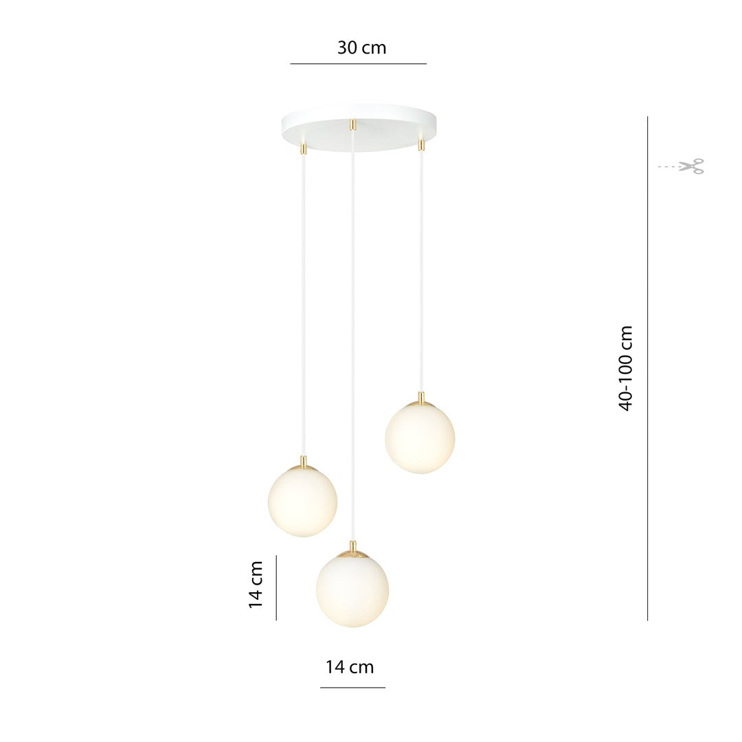 Loftlampe ROYAL 3 - Hvid / Guld - Nordic Unique